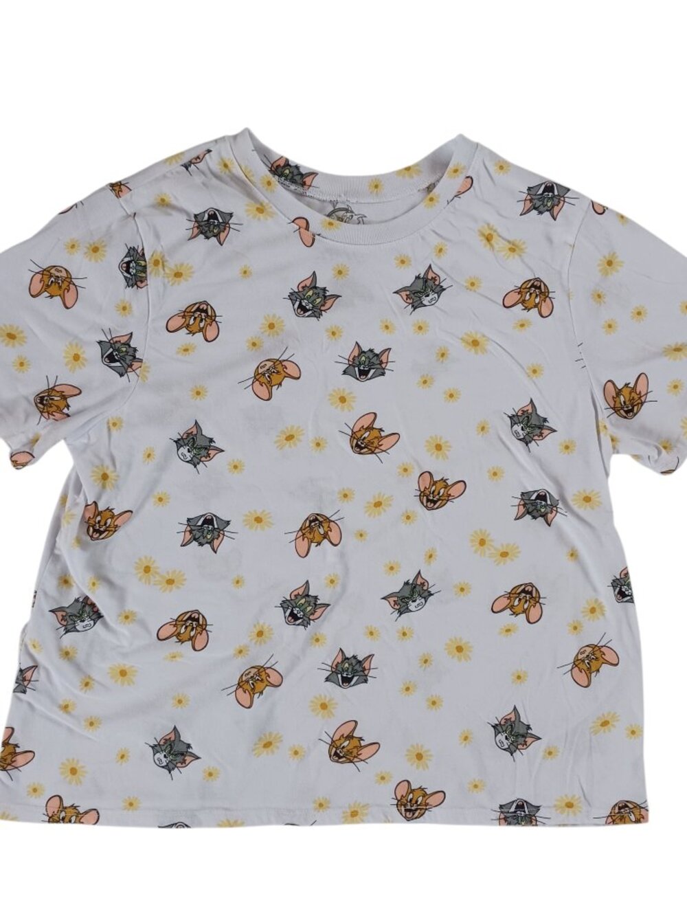 Tom And Jerry Womens T Shirt Tee White All Over Print Top Graphic T Plus Size 2X